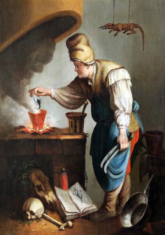 18th century Flemish School The Alchemist, 12.5 x 8.75in.